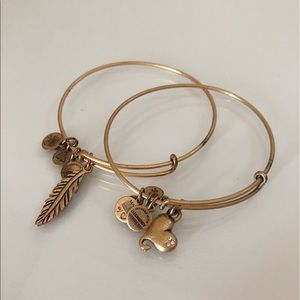 Alex and Ani heart and feather bracelet pair
